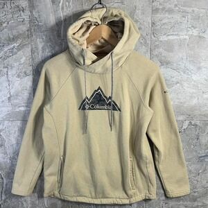Columbia Hoodie Womens Small Beige Pullover Outdoor Casual Mountain Logo